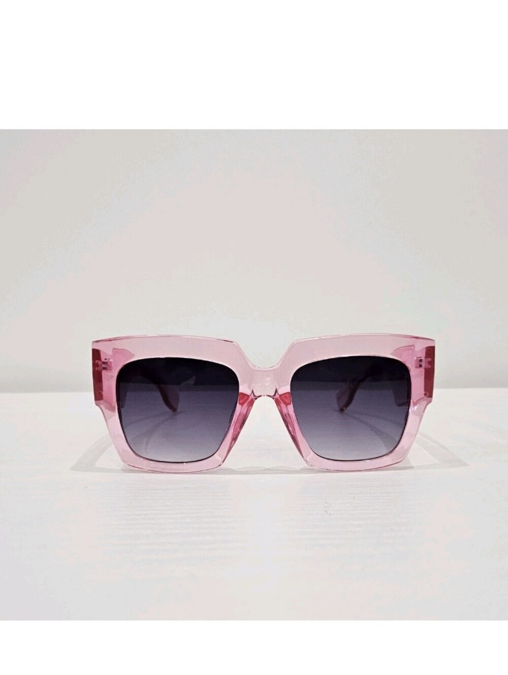 Frye and Co. Translucent Neon Pink Oversized Square Thick Frame Sunglasses NWOT